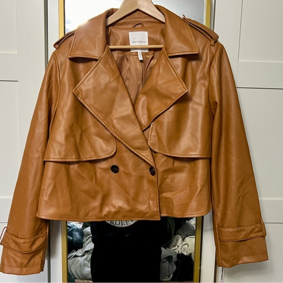 Anthropologie Faux Leather Crop Trench Coat - Picture 3 of 6
